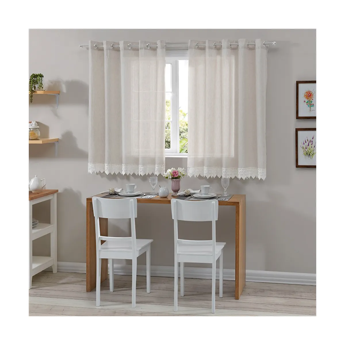 Cortina Cozinha Novara 3,00m x 1,20m – Linho