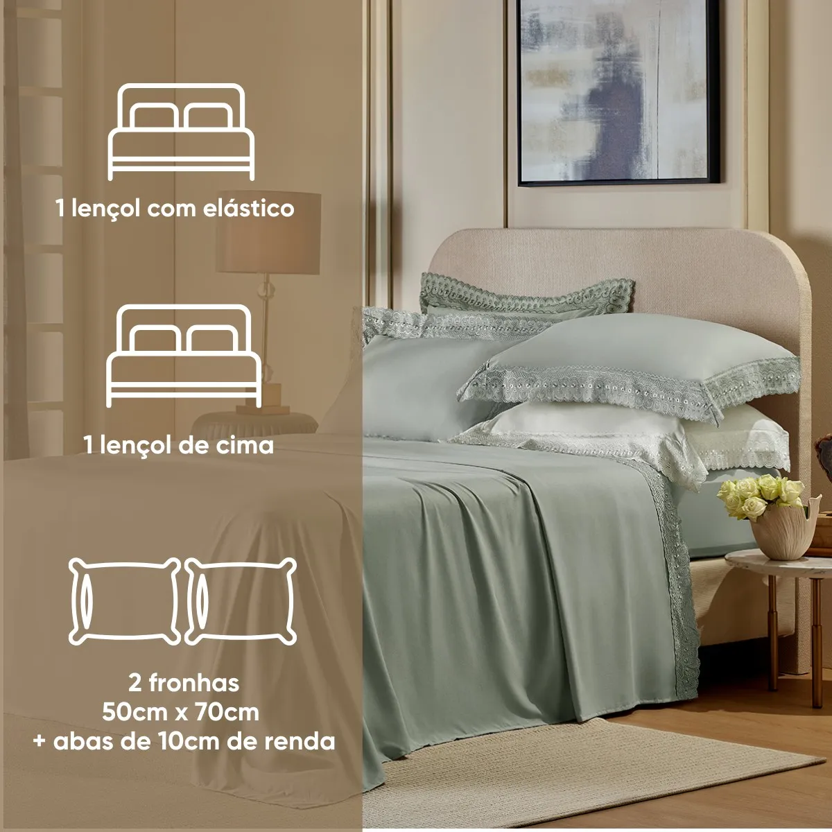 Jogo de Cama Casal Bordado Inglês Premium Appel Home – 4 Peças – Orvalho, foto 3