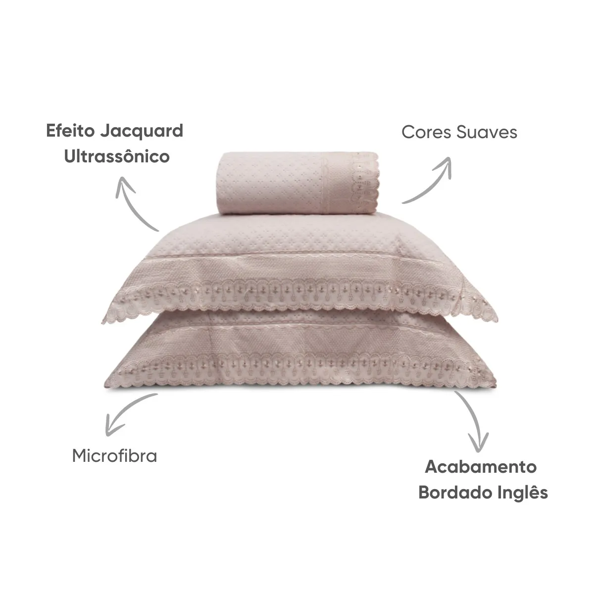 Jogo de Cama Queen Appel Bordare Premium com Renda – 4 Peças – Rosa Secrets, foto 2
