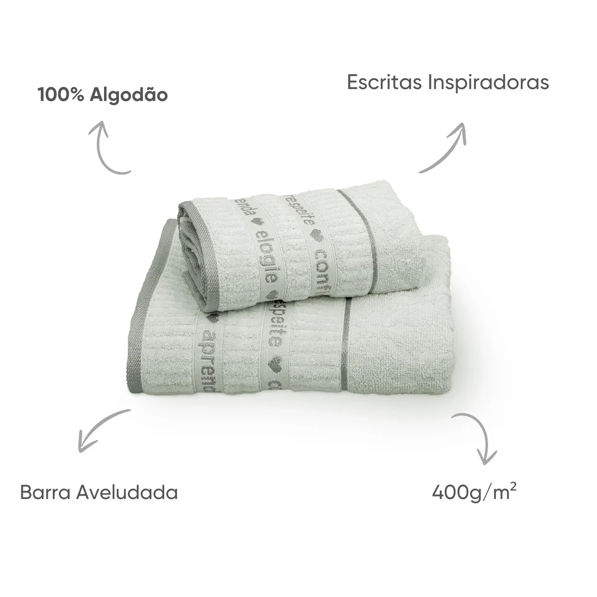 Jogo de Toalhas 2 Peças Eternity Appel Home – Barra Aveludada – Cinza Vapor, foto 4