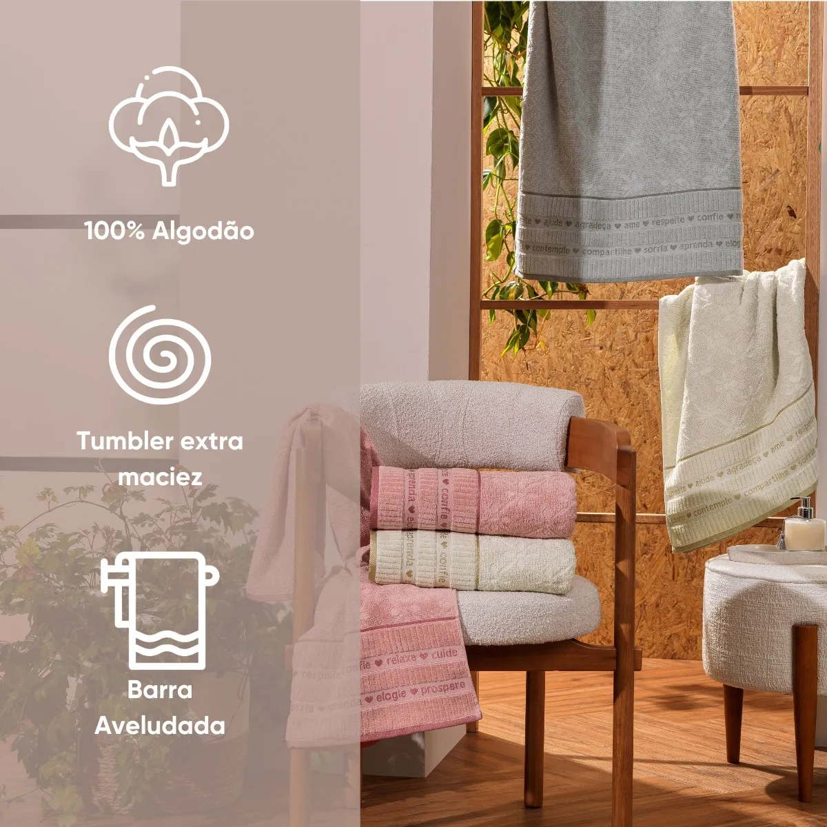 Jogo de Toalhas 2 Peças Eternity Appel Home – Barra Aveludada – Nude, foto 4