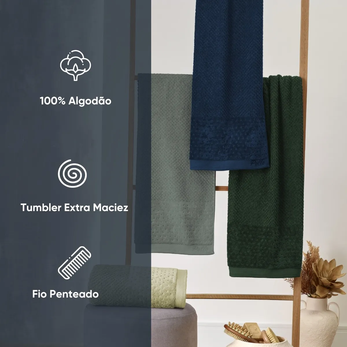 Jogo de Toalhas 2 Peças Fio Penteado Pollo Appel Home – 500g/m² – Cevada, foto 2