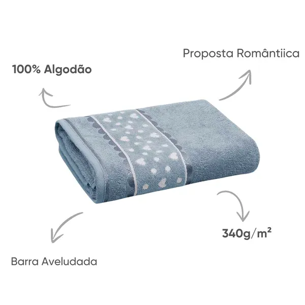 Toalha de Banho Charme Appel Home – 100% Algodão – Azul Recanto, foto 3