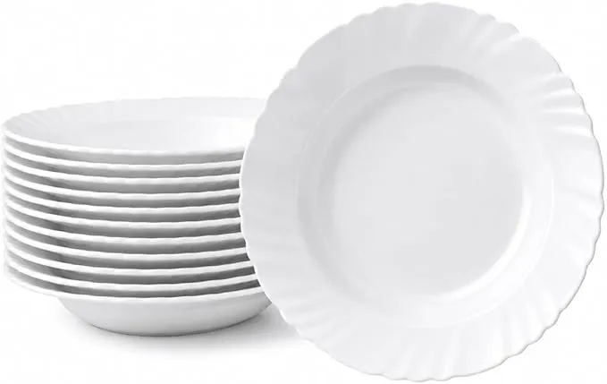 Kit 6 Pratos Fundos Vidro Temperado Duralex Pétala Opaline Nadir Figueiredo – 23,5cm – Branco