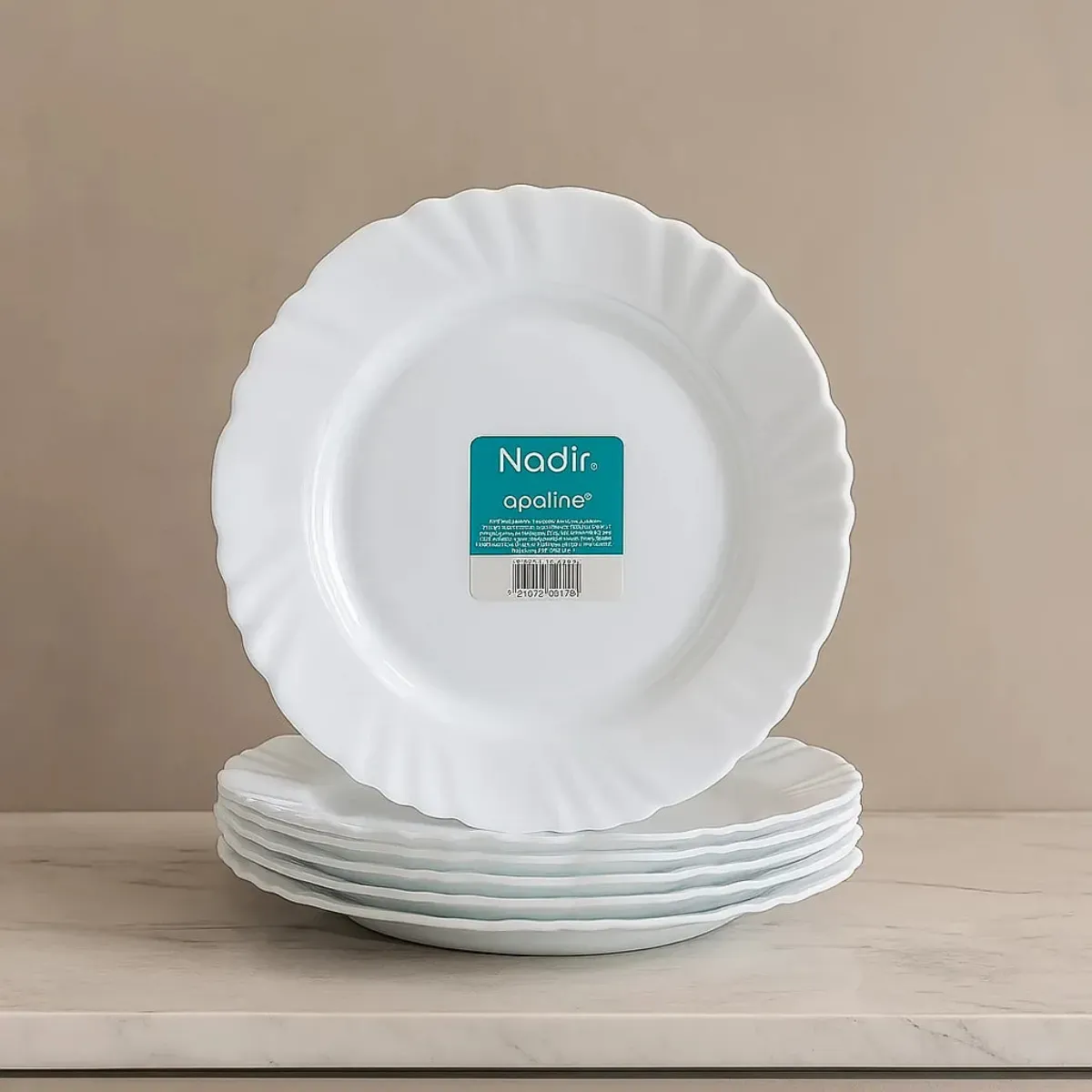 Kit 6 Pratos Rasos Vidro Temperado Duralex Pétala Opaline Nadir Figueiredo – 25,5cm – Branco