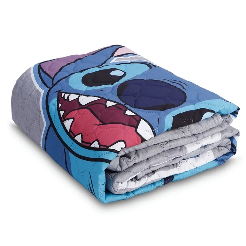 Kit Cobre Leito Infantil Personagens Disney Solteiro Hedrons – Azul Stitch