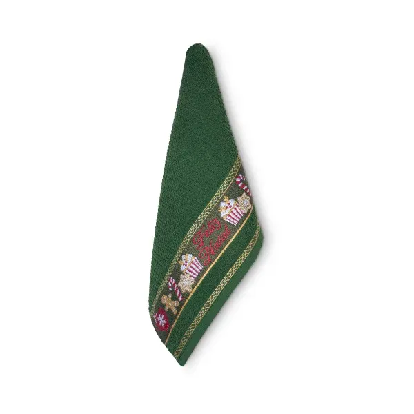 Pano de Prato Atoalhado Natalino Appel Home Barra Jacquard 45cm x 68cm – Doces Verde