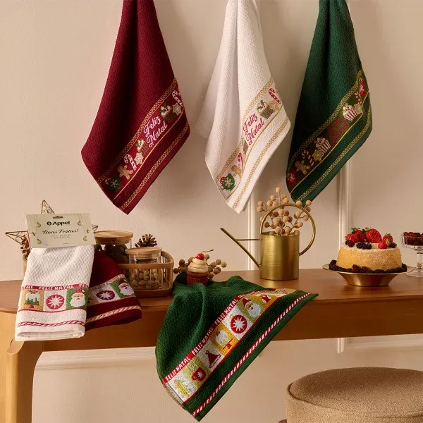 Pano de Prato Atoalhado Natalino Appel Home Barra Jacquard 45cm x 68cm – Doces Verde, foto 2