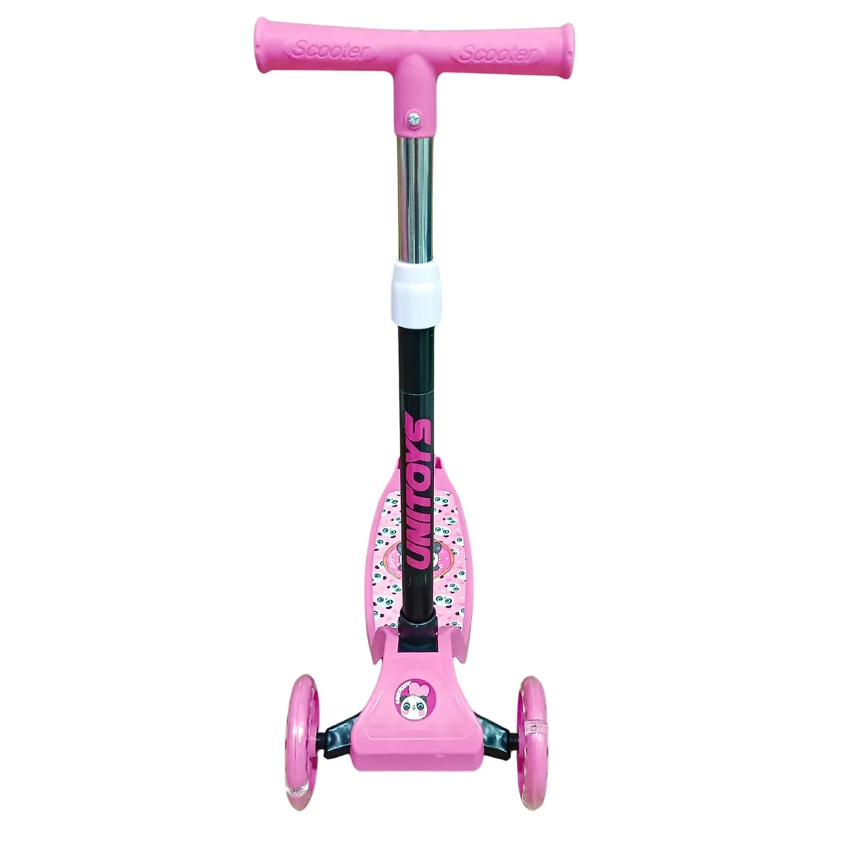 Patinete Mega 3 Rodas Panda com LED – Rosa
