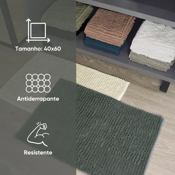 Tapete Antiderrapante Banheiro Popcorn Appel Home Microfibra 40cm x 60cm – Natural, foto 3
