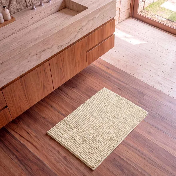 Tapete Antiderrapante Banheiro Popcorn Appel Home Microfibra 50cm x 70cm – Natural, foto 2