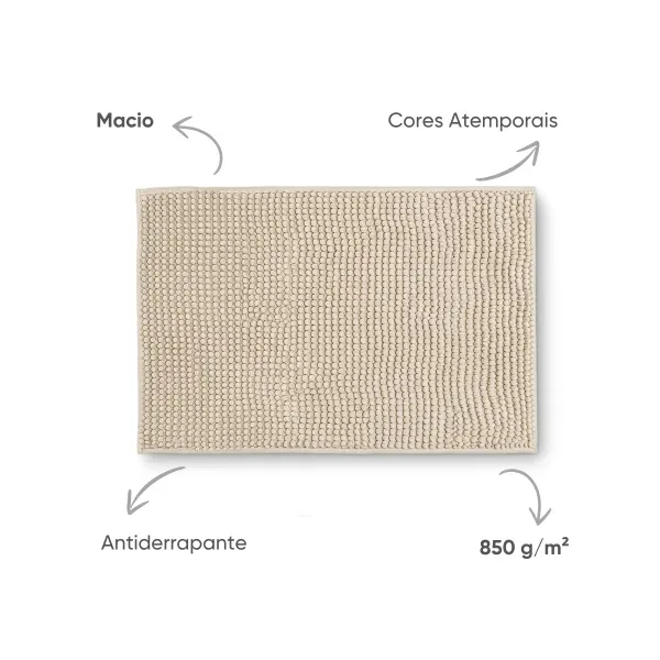 Tapete Antiderrapante Banheiro Popcorn Appel Home Microfibra 50cm x 70cm – Natural, foto 3