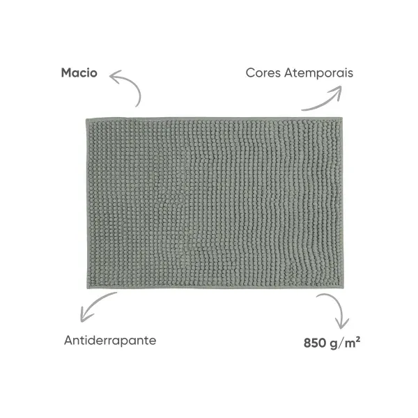 Tapete Antiderrapante Banheiro Popcorn Appel Home Microfibra 50cm x 70cm – Prata, foto 4