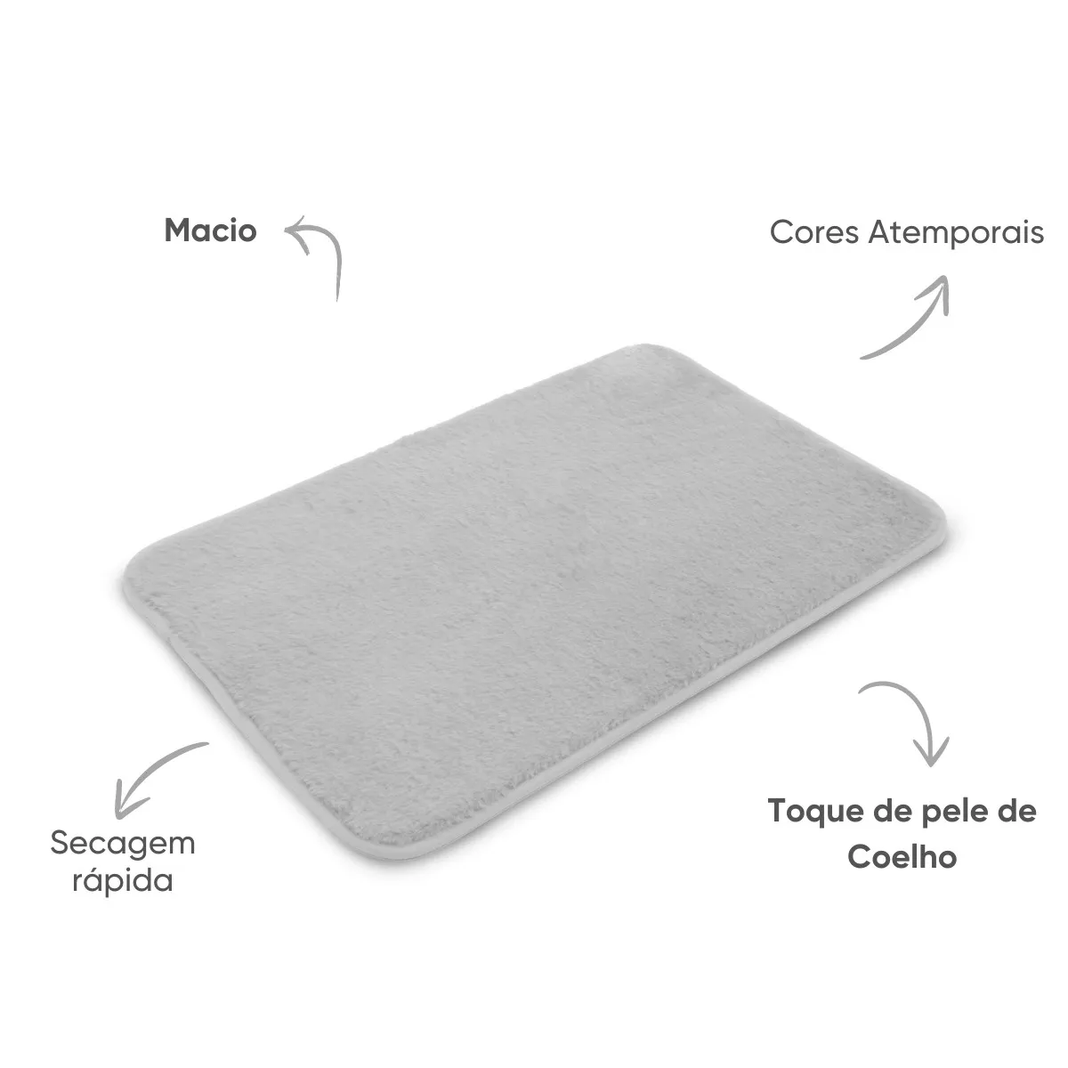 Tapete Antiderrapante Fluffy Appel Home – Toque Pele de Coelho – 50×70 cm – Cinza Nuvem, foto 3