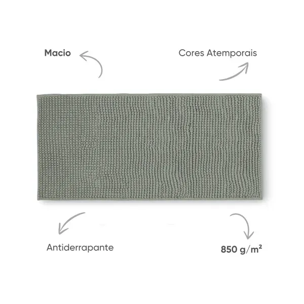 Tapete Passadeira Antiderrapante Banheiro Popcorn Appel Home Microfibra 50cm x 100cm – Prata, foto 3