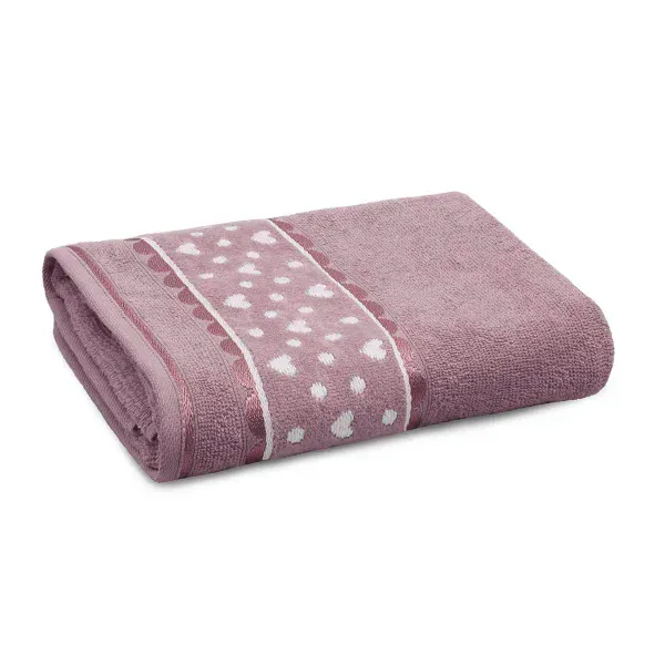 Toalha de Banho Appel Home Charme Barra Jacquard Aveludada – 100% Algodão 68cm x 1,35m – Orquídea Misty