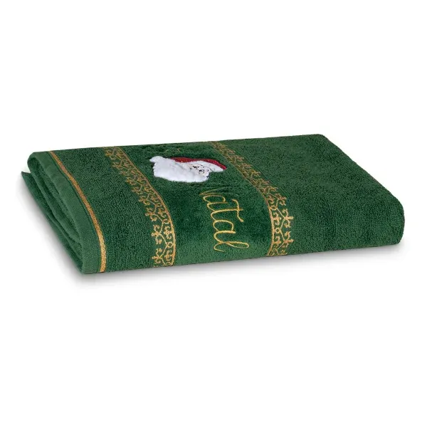 Toalha de Banho Appel Home Natalina Bordada – 100% Algodão 68cm x 1,35m – Noel Verde