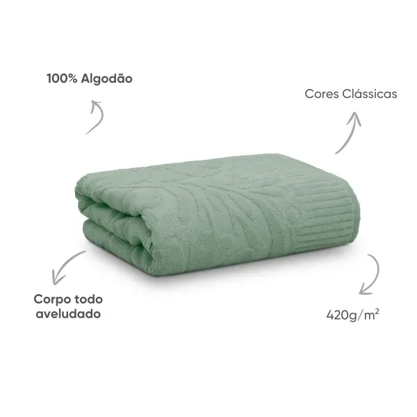 Toalha de Banho Aveludada Appel Home Velvet Flower – 100% Algodão 68cm x 1,40m – Verde Campestre, foto 3