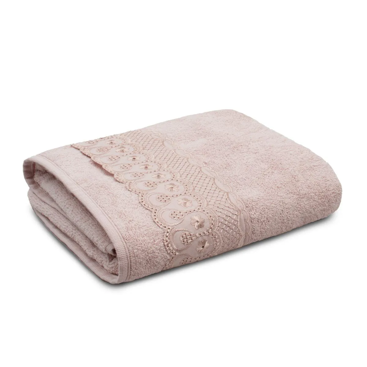 Toalha de Banho Bordado Inglês Bordare Appel Home – 100% Algodão – Rosa Secrets