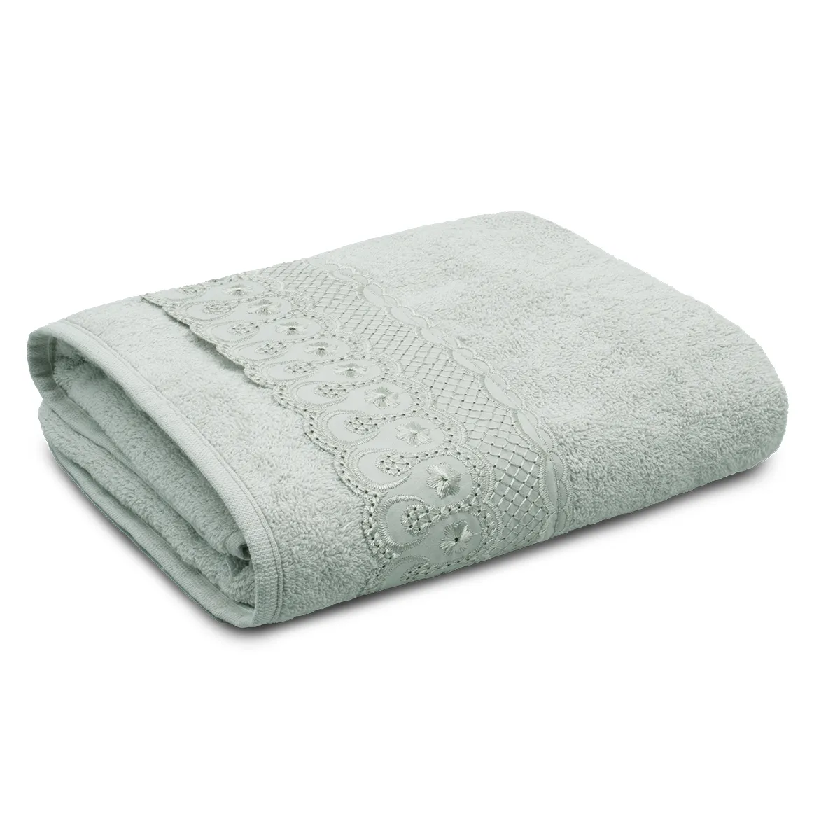 Toalha de Banho Bordado Inglês Bordare Appel Home – 100% Algodão – Verde Ice