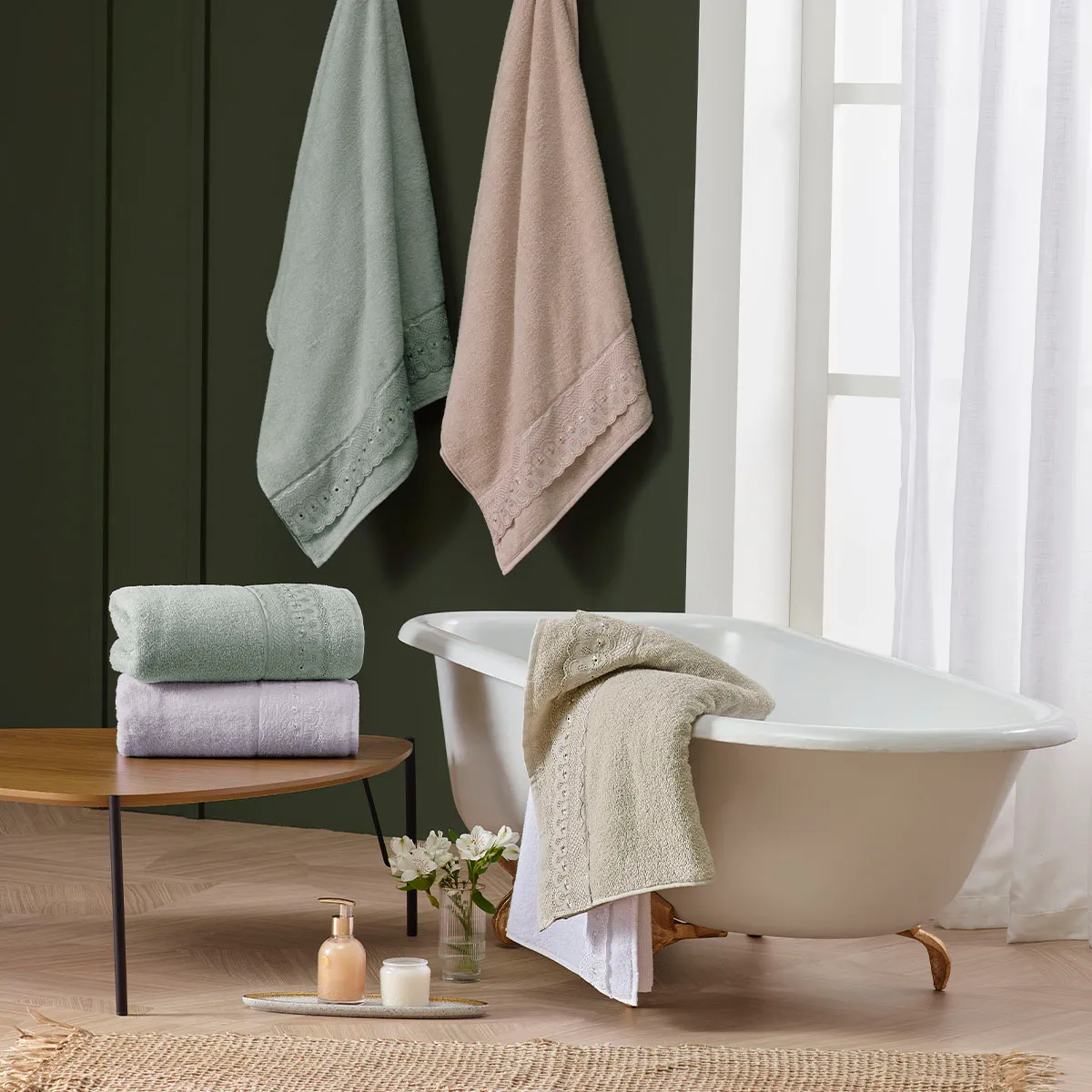 Toalha de Banho Bordado Inglês Bordare Appel Home – 100% Algodão – Verde Ice, foto 2