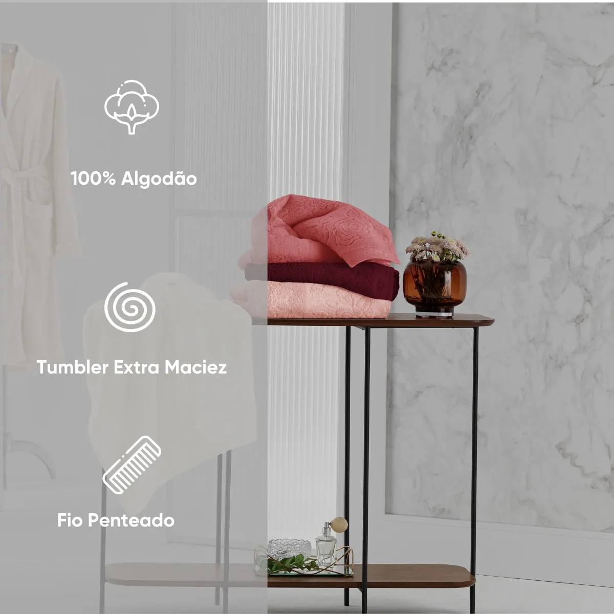 Toalha de Banho Fio Penteado Lady Appel Home – Jacquard – Rosê Misty, foto 4
