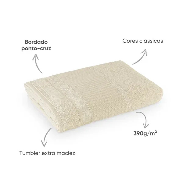 Toalha de Banho Para Bordar Appel Home Ateliê Barra Etamine – 100% Algodão 68cm x 1,40m – Linho, foto 3