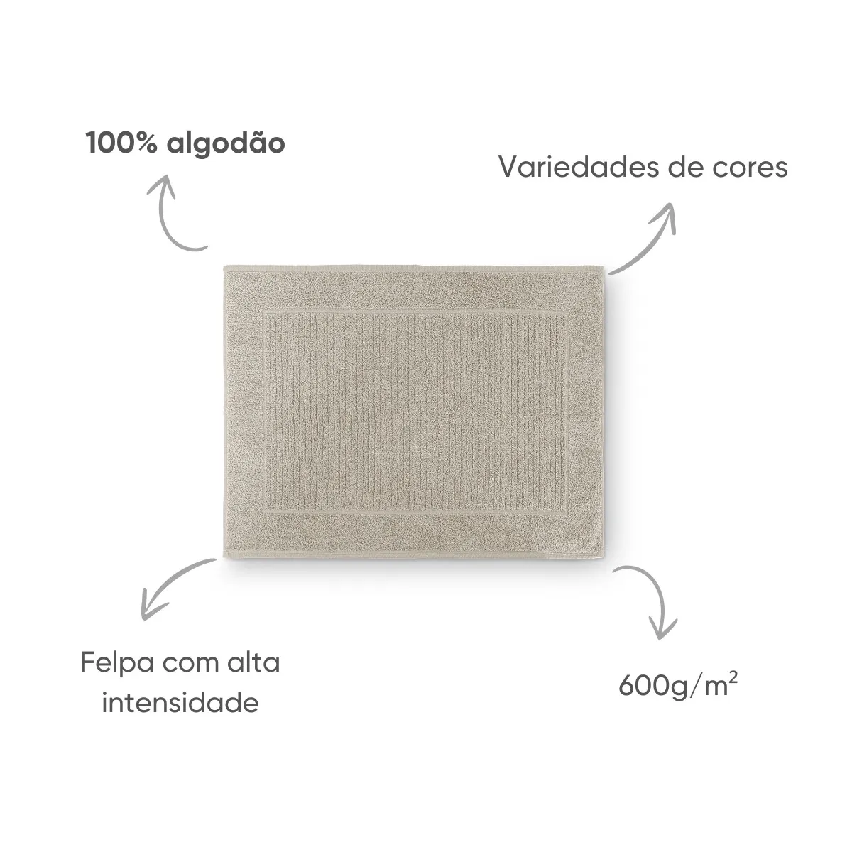 Toalha de Piso para Banheiro Loft Appel Home – 100% Algodão – 600g/m² – Cereal, foto 3