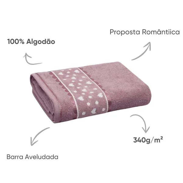 Toalha de Rosto Appel Home Charme Barra Jacquard Aveludada – 100% Algodão 45cm x 68cm – Orquídea Misty, foto 3