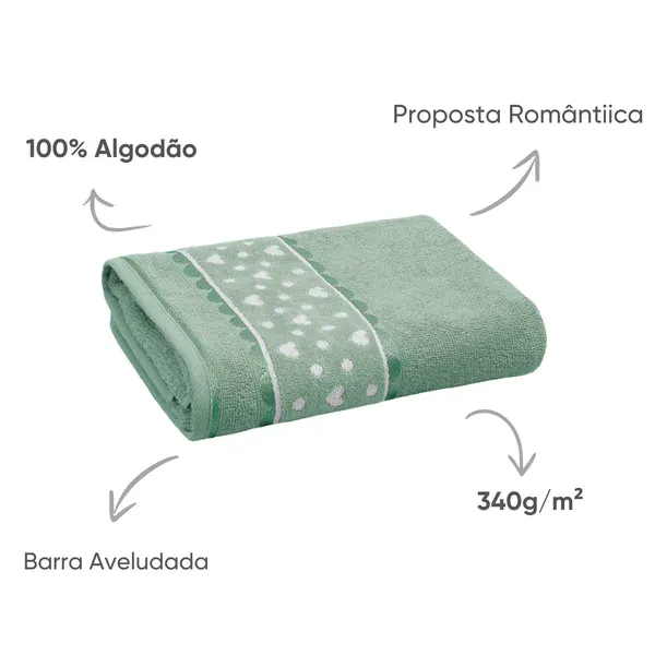 Toalha de Rosto Appel Home Charme Barra Jacquard Aveludada – 100% Algodão 45cm x 68cm – Verde Campestre, foto 4