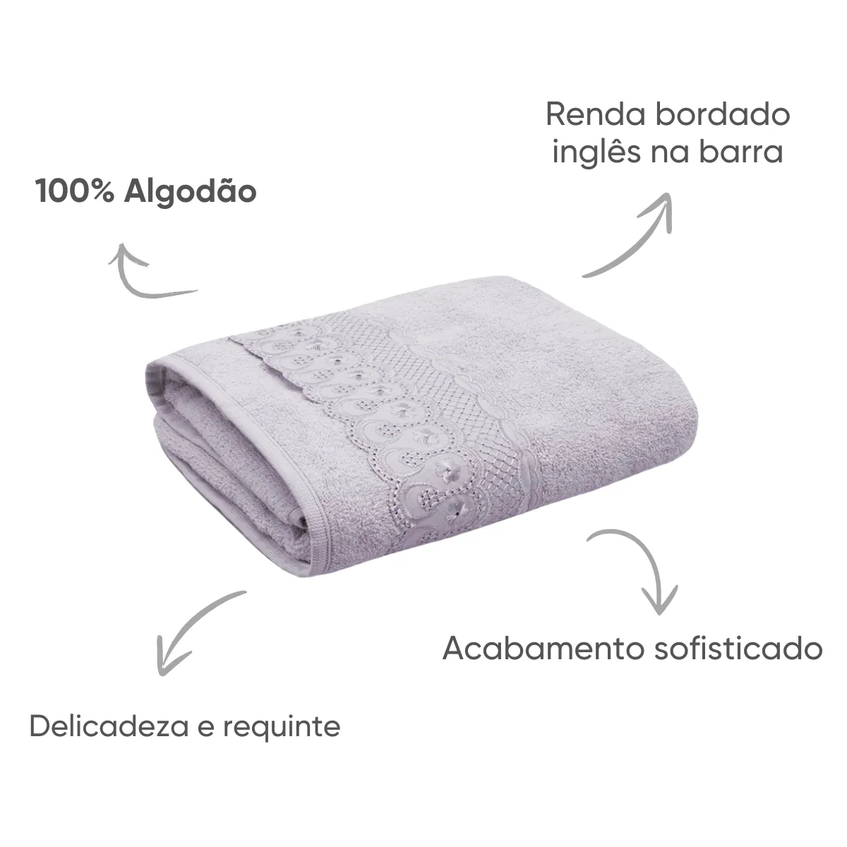 Toalha de Rosto Bordado Inglês Bordare Appel Home – 100% Algodão – Lavanda, foto 3
