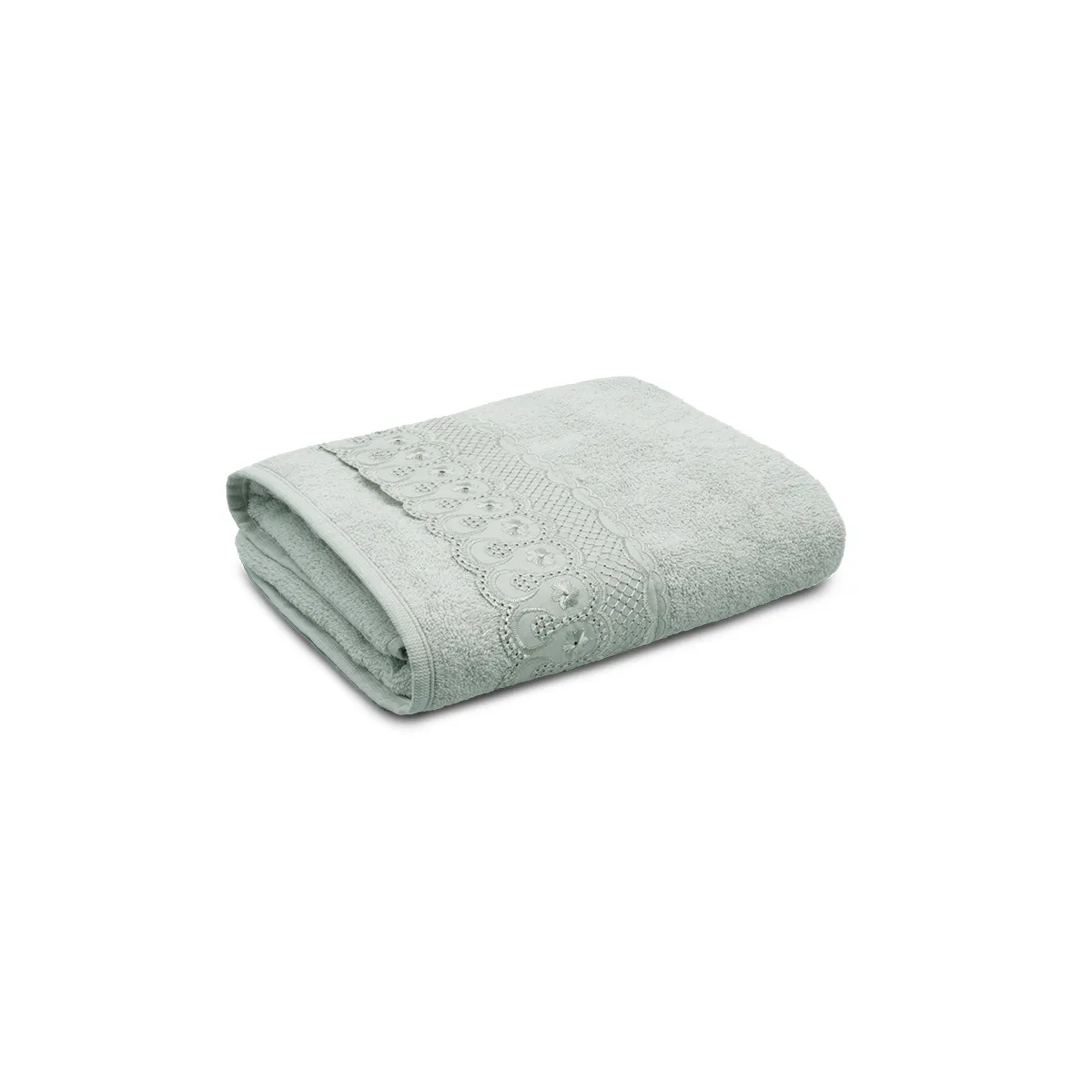 Toalha de Rosto Bordado Inglês Bordare Appel Home – 100% Algodão – Verde Ice