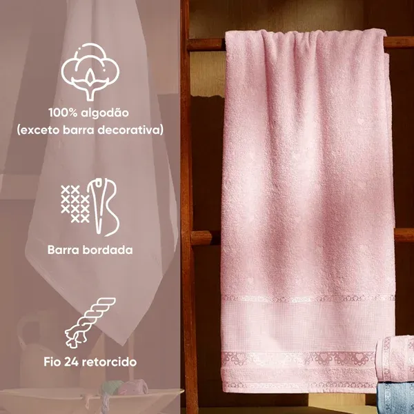 Toalha de Rosto Para Bordar Appel Home Ateliê Barra Etamine – 100% Algodão 45cm x 68cm – Azul Névoa, foto 2
