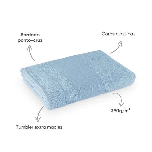 Toalha de Rosto Para Bordar Appel Home Ateliê Barra Etamine – 100% Algodão 45cm x 68cm – Azul Névoa, foto 3