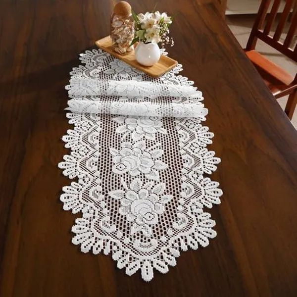 Trilho de Mesa em Renda Interlar Rose Floral – 40 cm x 1,25 m – Branco, foto 2