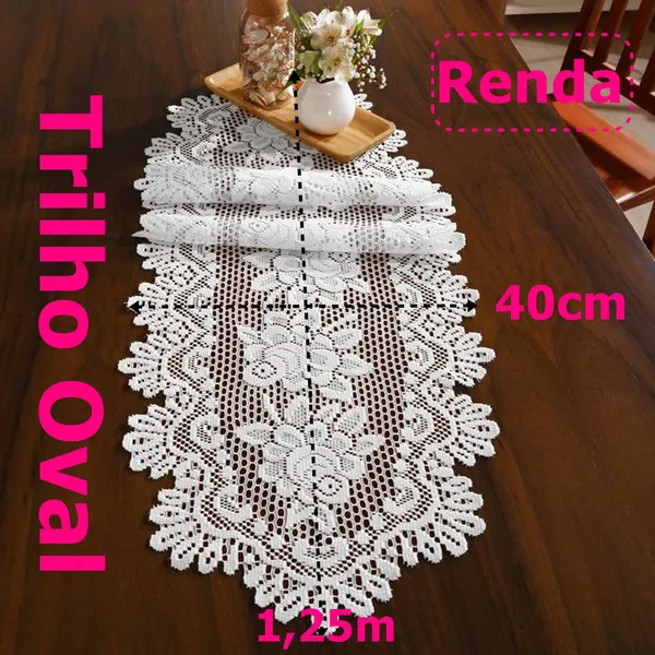Trilho de Mesa em Renda Interlar Rose Floral – 40 cm x 1,25 m – Branco, foto 3